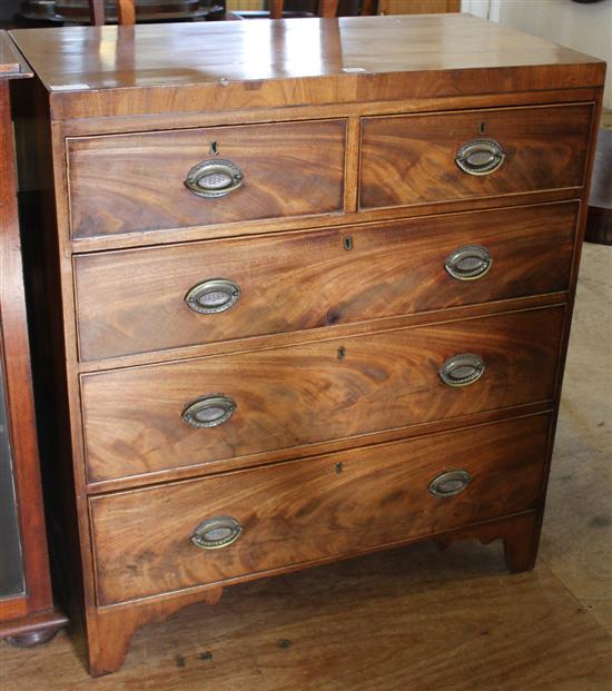 George III mahogany chest of 2 short and 3 long drawers